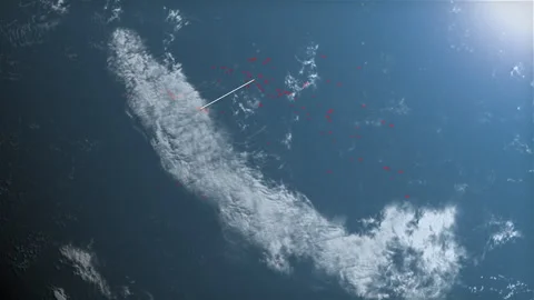 Location and map of French Polynesia on the surface of the earth at day. Stock Footage 328634686