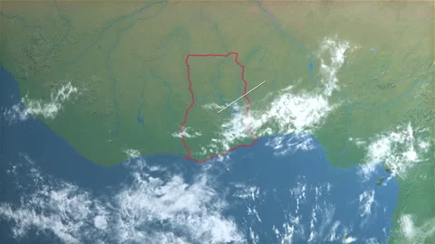 Location and map of Ghana on the surface of the earth at day. Stock Footage 328638517