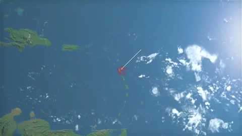 Location and map of Guadeloupe on the surface of the earth at day. Stock Footage 328642239
