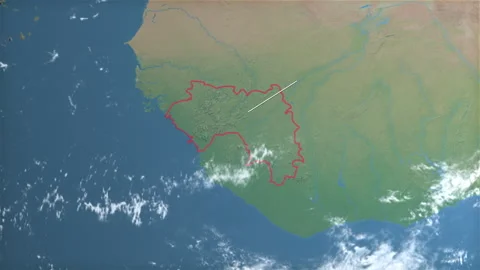 Location and map of Guinea on the surface of the earth at day. Stock Footage 328644130