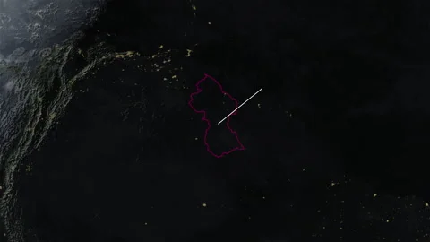 Location and map of Guyana at night-time. Stock Footage 327453951