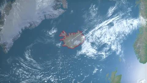 Location and map of Iceland on the surface of the earth at day. Stock Footage 328647168