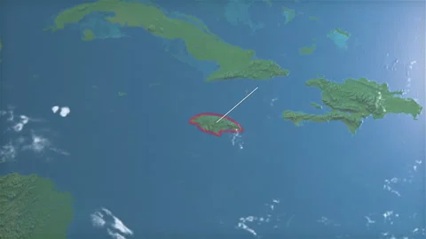 Location and map of Jamaica on the surface of the earth at day. Stock Footage 328652350