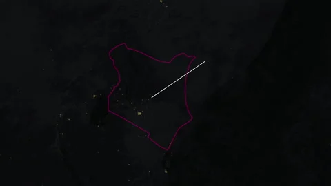 Location and map of Kenya at night-time. Stock Footage 327464825