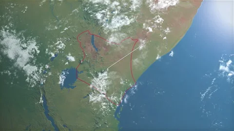 Location and map of Kenya on the surface of the earth at day. Stock Footage 328655325