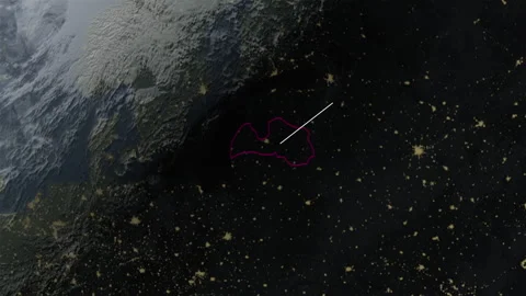 Location and map of Latvia at night-time. Stock Footage 327467982