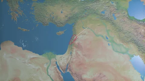 Location and map of Lebanon on the surface of the earth at day. Stock Footage 328658675