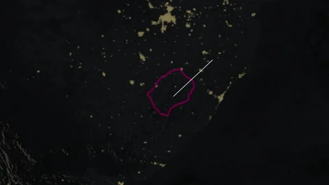 Location and map of Lesotho at night-time. Stock Footage 327468882