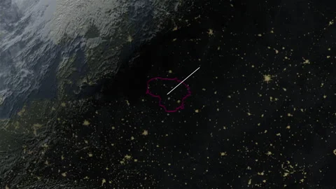 Location and map of Lithuania at night-time. Stock Footage 327472938
