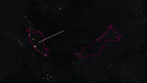 Location and map of Malaysia at night-time. Stock Footage 327475576