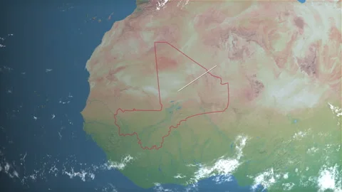 Location and map of Mali on the surface of the earth at day. Stock Footage 328666013