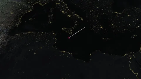 Location and map of Malta at night-time. Stock Footage 327418557