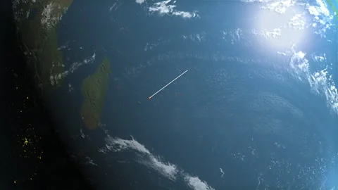 Location and map of Mauritius on the surface of the earth at day. Stock Footage 328669670