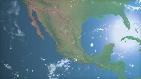 Location and map of Mexico on the surface of the earth at day. Stock Footage 328671534