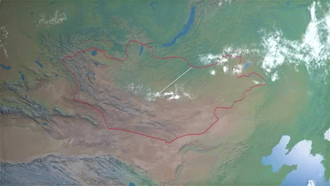 Location and map of Mongolia on the surface of the earth at day. Video stock 328706068