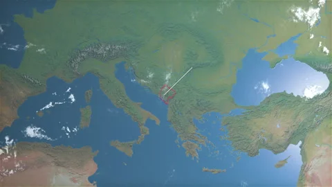 Location and map of Montenegro on the surface of the earth at day. Stock Footage 328673849