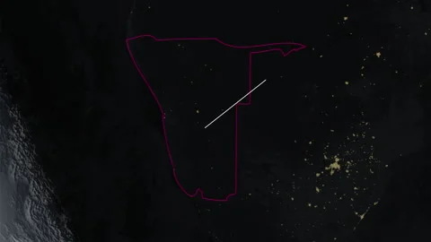 Location and map of Namibia at night-time. Stock Footage 327425810