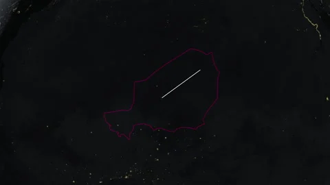 Location and map of Niger at night-time. Stock Footage 327429422