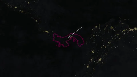 Location and map of Panama at night-time. Stock Footage 327434751