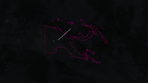 Location and map of Papua New Guinea at night-time. Stock Footage 327435334