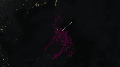 Location and map of Philippines at night-time. Stock Footage 327440337