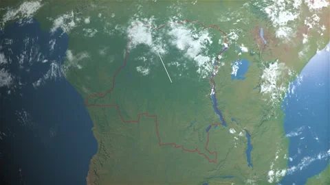 Location and map of Republic of the Congo on the surface of the earth at day. Stock Footage 328698301