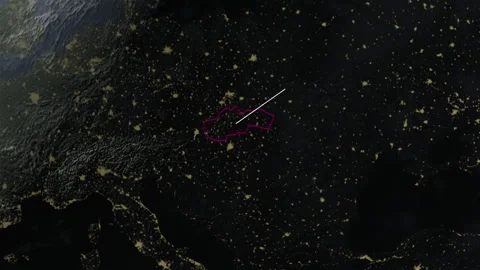 Location and map of Slovakia on the surface of the earth at night. Stock Footage 328313195