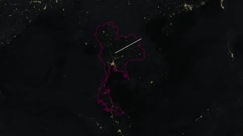 Location and map of Thailand on the surface of the earth at night. Stock Footage 328222965