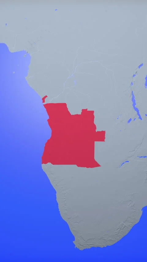 Location and red map of Angola on the earth in vertical format Video stock 331002272