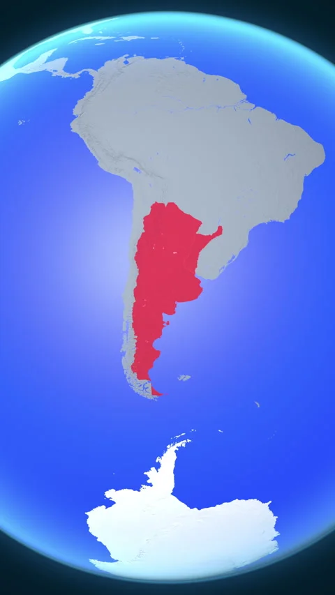 Location and red map of Argentina on the earth in vertical format Stock Footage 331003193
