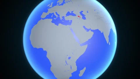 Location and red map of Armenia on the earth Stock Footage 329256540