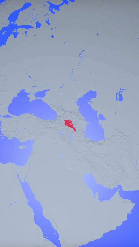 Location and red map of Armenia on the earth in vertical format Stock Footage 331003806