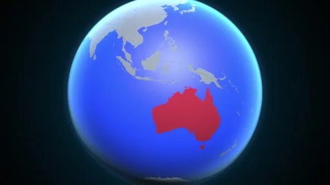 Location and red map of Australia on the earth Stock Footage 329257237