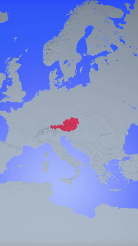 Location and red map of Austria on the earth in vertical format Stock Footage 331006489