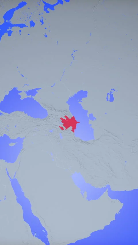 Location and red map of Azerbaijan on the earth in vertical format Видео 331007068