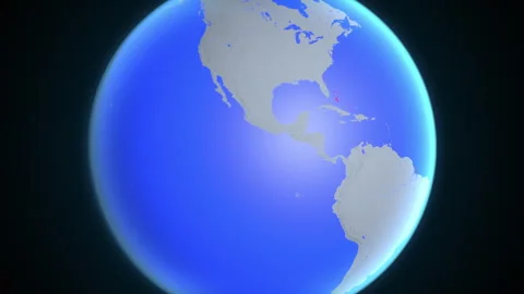 Location and red map of Bahamas on the earth Stock Footage 329258611