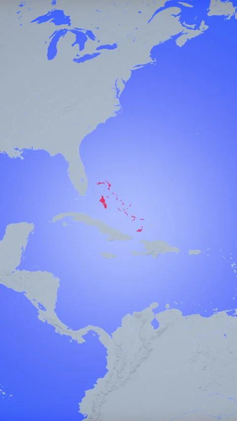 Location and red map of Bahamas on the earth in vertical format Видео 331007701