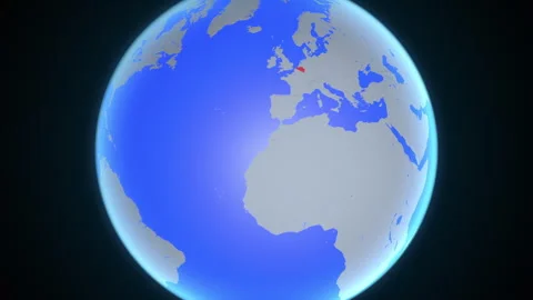 Location and red map of Belgium on the earth Видео 329909455