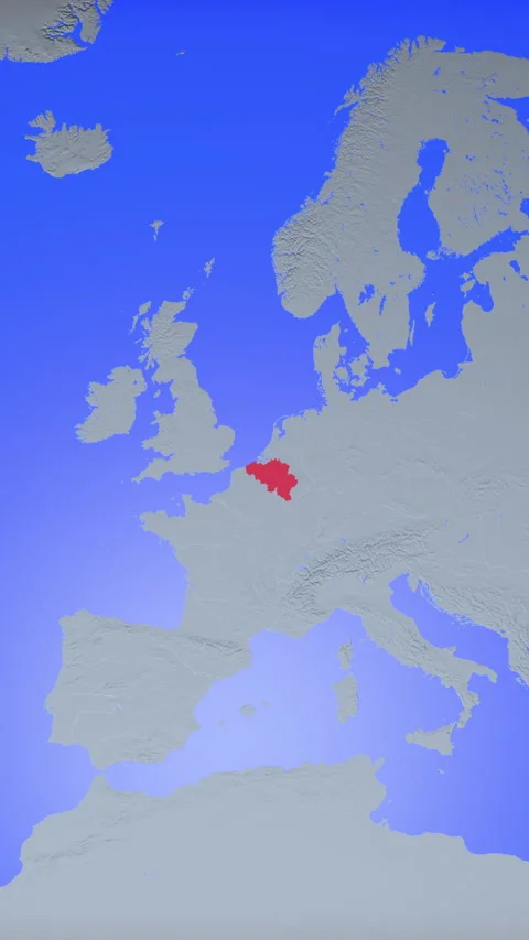 Location and red map of Belgium on the earth in vertical format Stock Footage 331010330