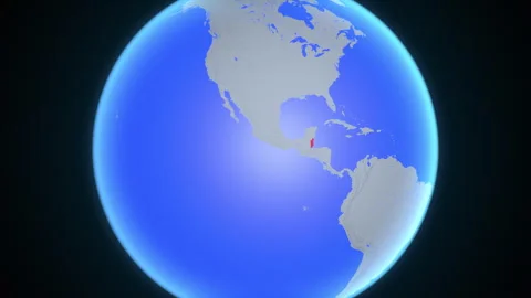Location and red map of Belize on the earth Stock Footage 329909803
