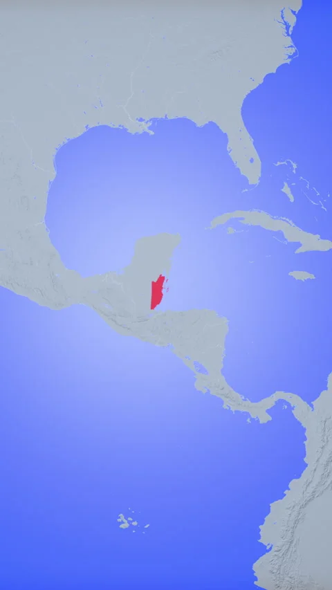 Location and red map of Belize on the earth in vertical format Stock Footage 331010786