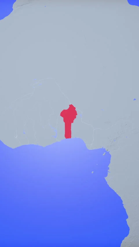 Location and red map of Benin on the earth in vertical format Vidéo 331011174