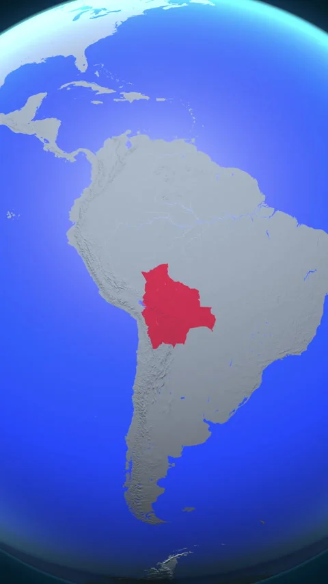 Location and red map of Bolivia on the earth in vertical format 库存影片 331012426