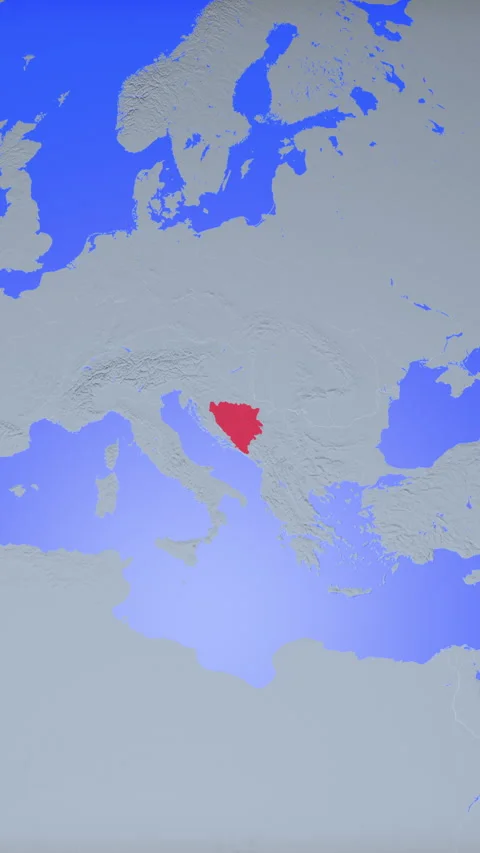 Location and red map of Bosnia and Herzegovina on the earth in vertical format Stock Footage 331013040