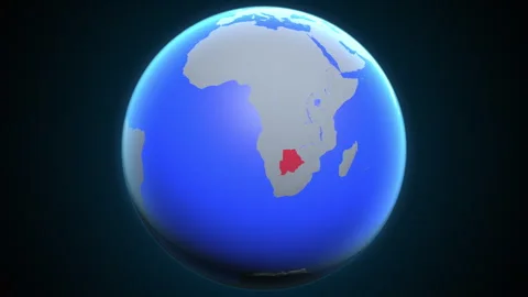 Location and red map of Botswana on the earth Vidéo 329890180