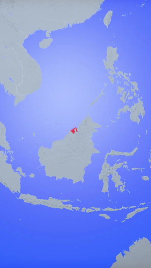 Location and red map of Brunei Darussalam on the earth in vertical format Stock Footage 331015850