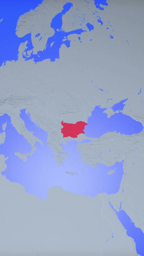 Location and red map of Bulgaria on the earth in vertical format Stock Footage 331016333