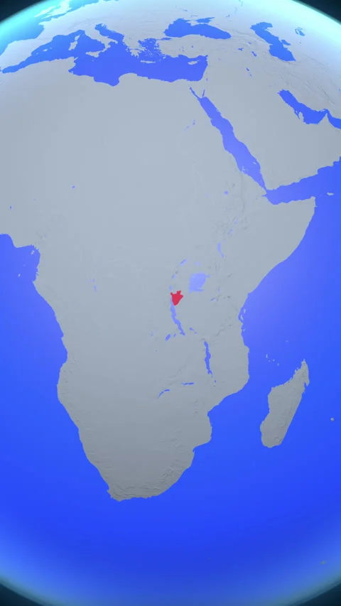 Location and red map of Burundi on the earth in vertical format 库存影片 331017048
