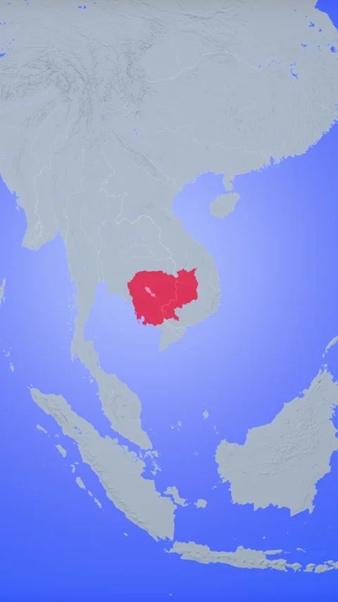 Location and red map of Cambodia on the earth in vertical format 库存影片 331017613