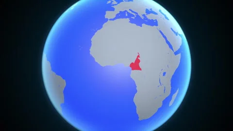 Location and red map of Cameroon on the earth Stock Footage 329892399